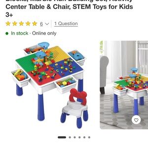 Kids Activity Table and Chair Set with Building Blocks